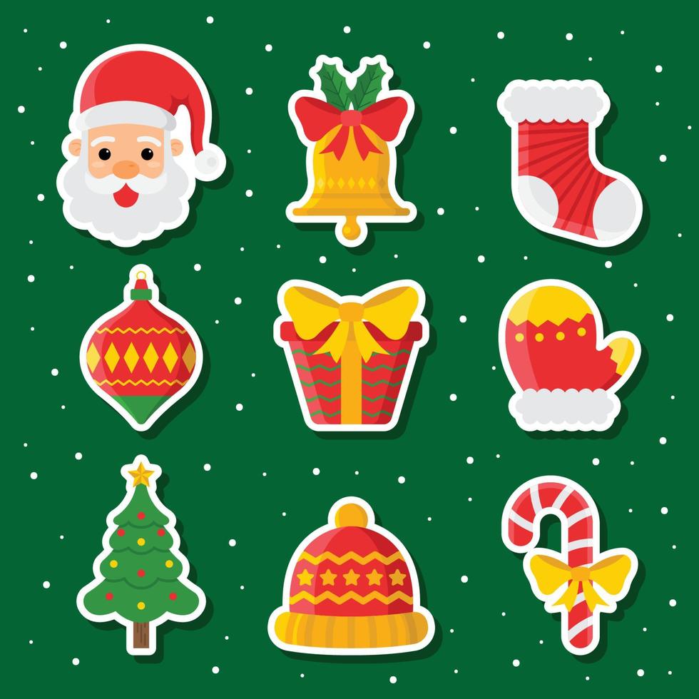 conjunto de pegatinas de elementos navideños vector