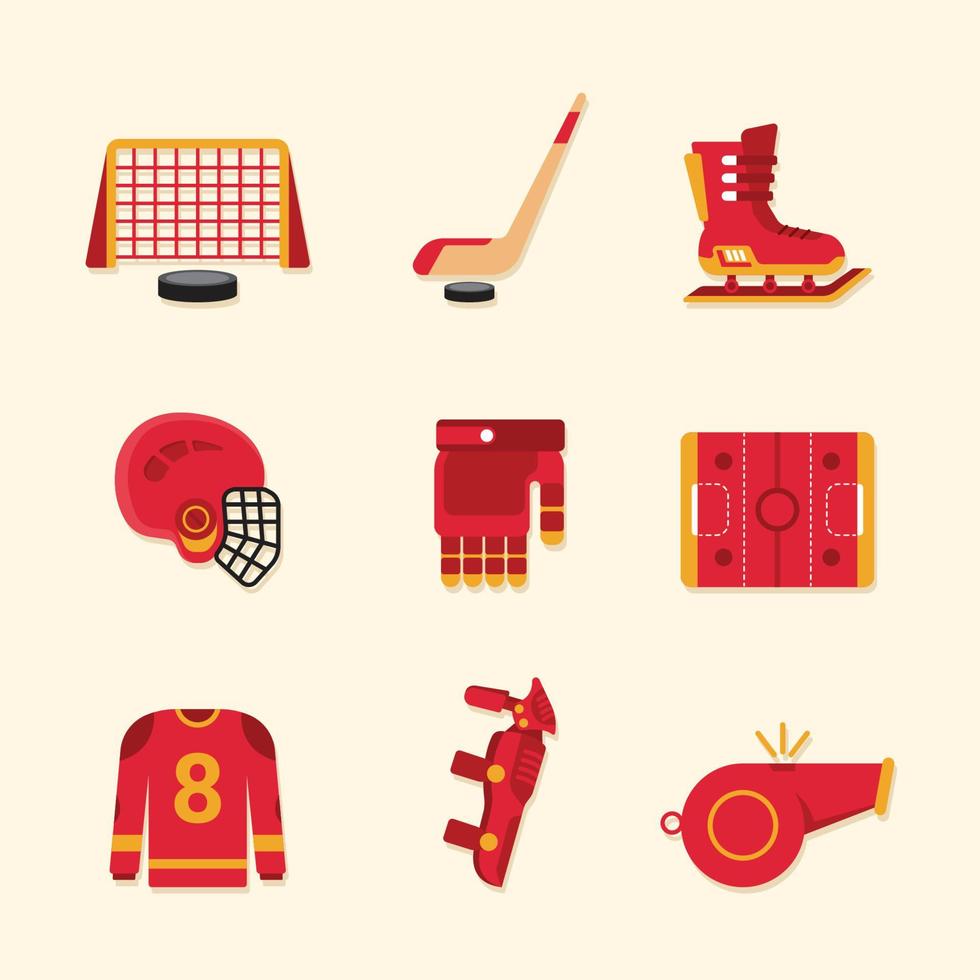 conjunto de iconos de deporte de hockey vector