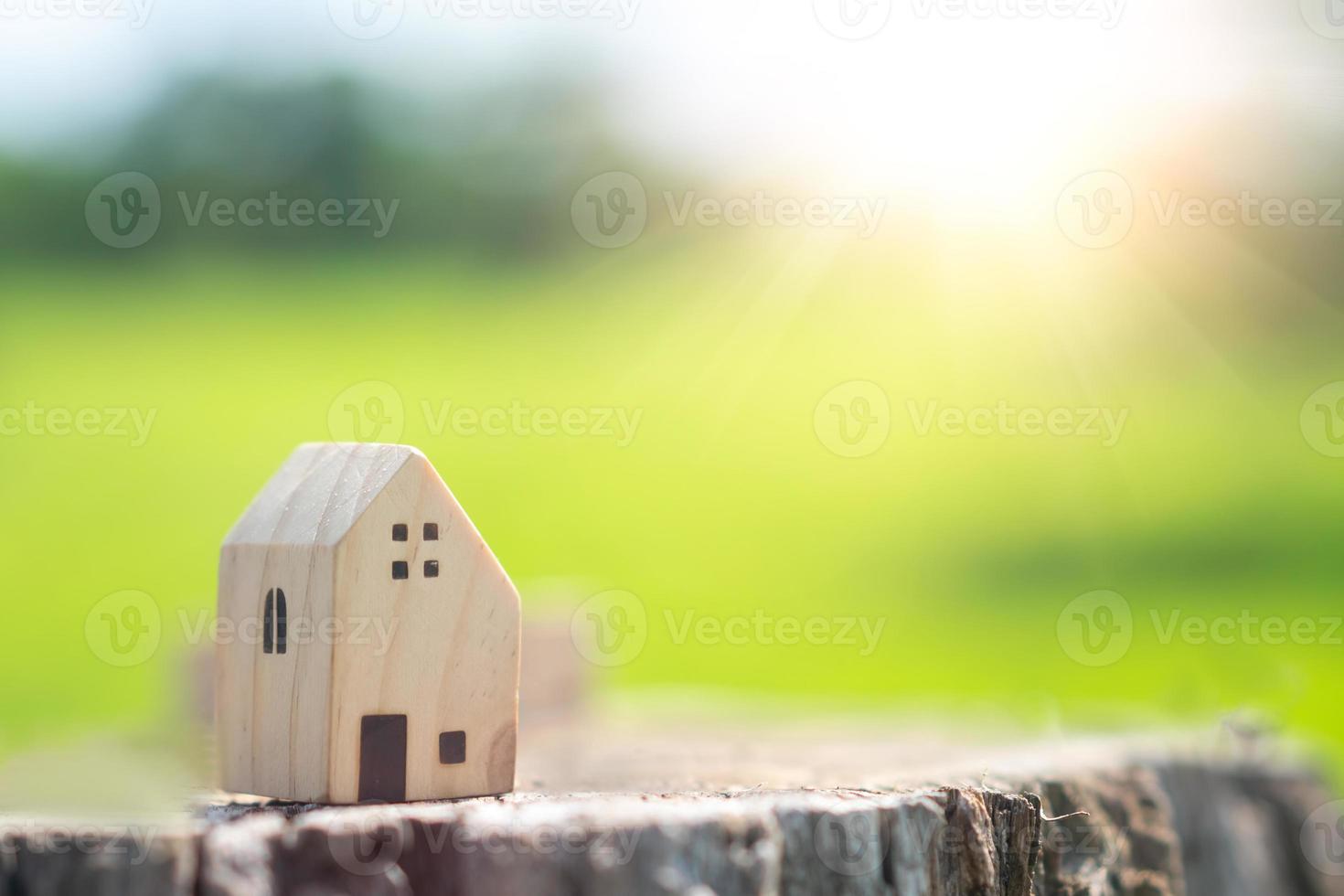 Model of a miniature house on a gold coin with a white copyspace background. Investing in real estate as a business is a great way to save money. photo