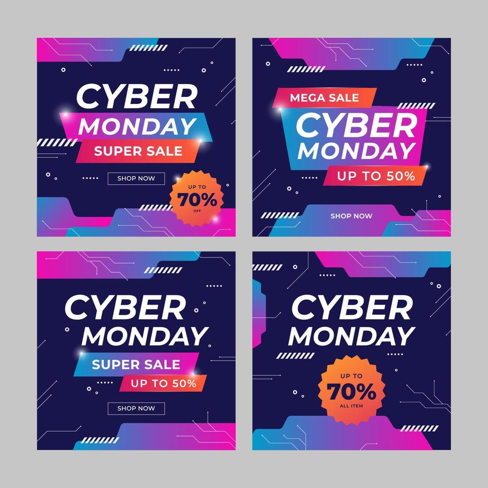 Collection of Social Media Template for Cyber Monday Sale vector