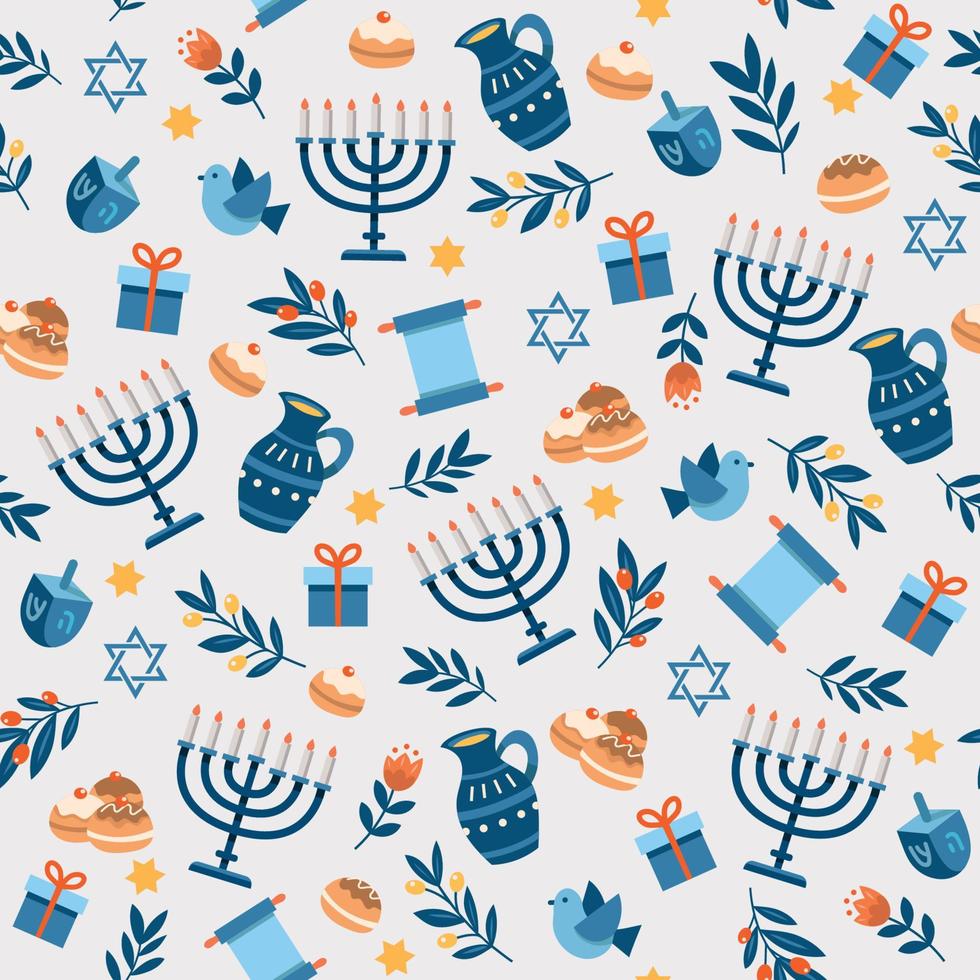 feliz hanukkah de patrones sin fisuras vector