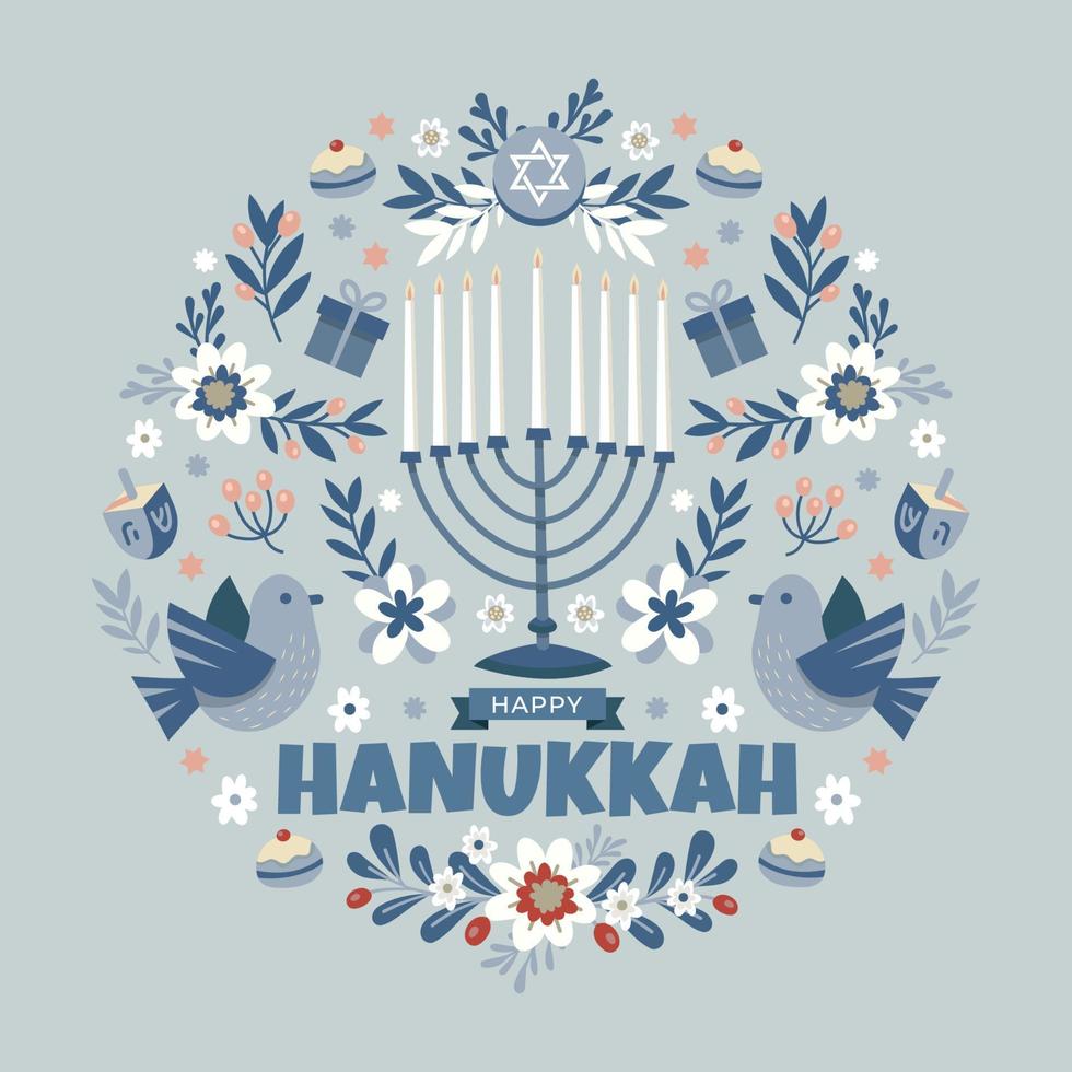 feliz festival judío de las luces de hanukkah vector