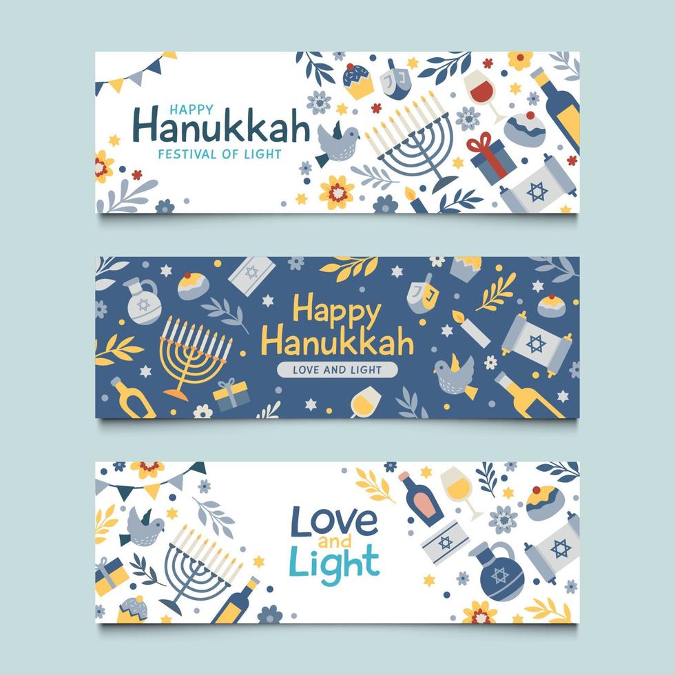 conjunto de banner de hanukkah vector