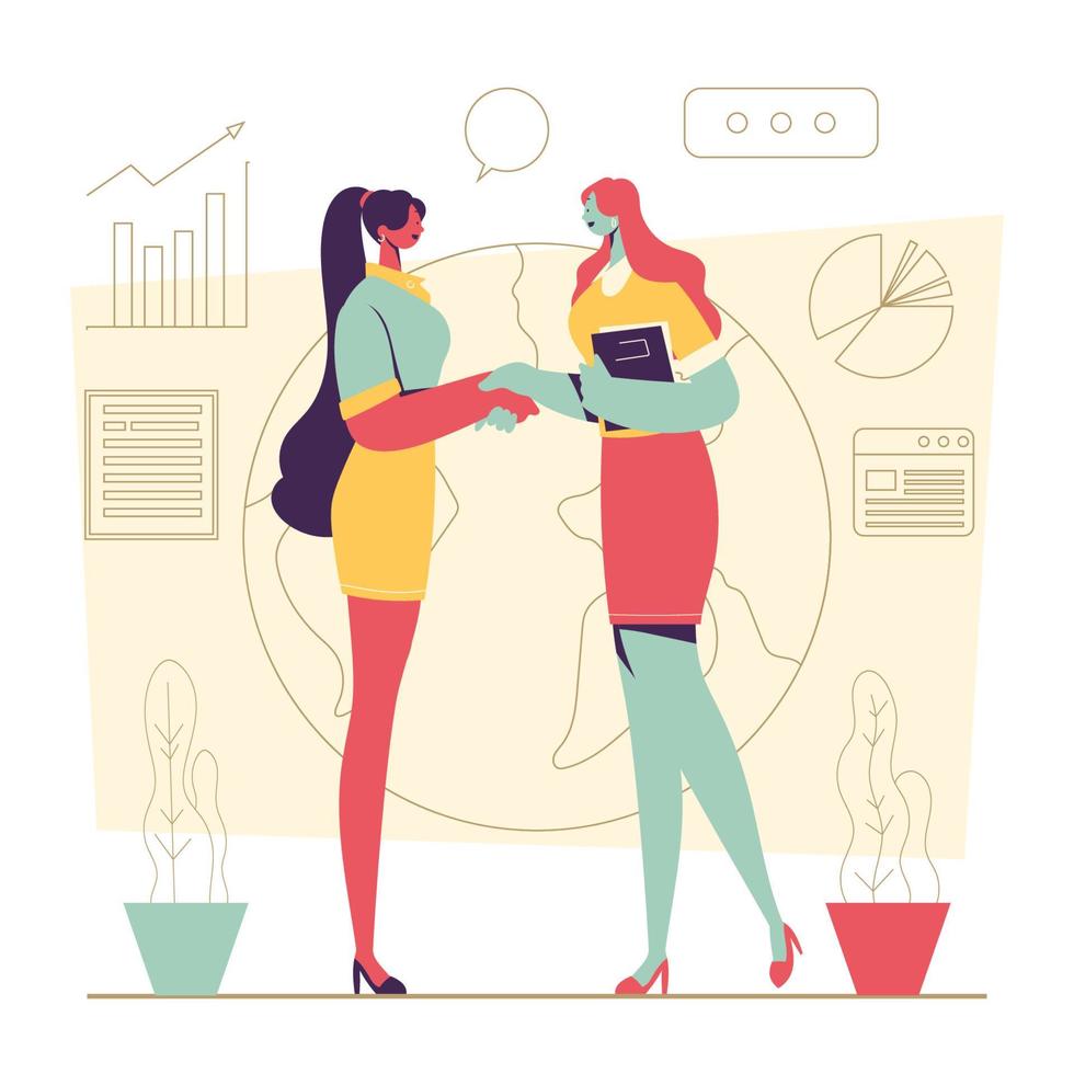 concepto de colaboración de mujer de negocios vector