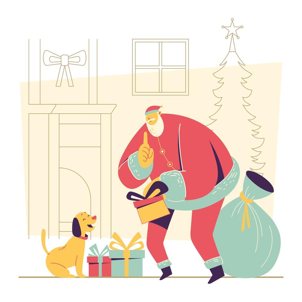 santa trayendo regalos vector