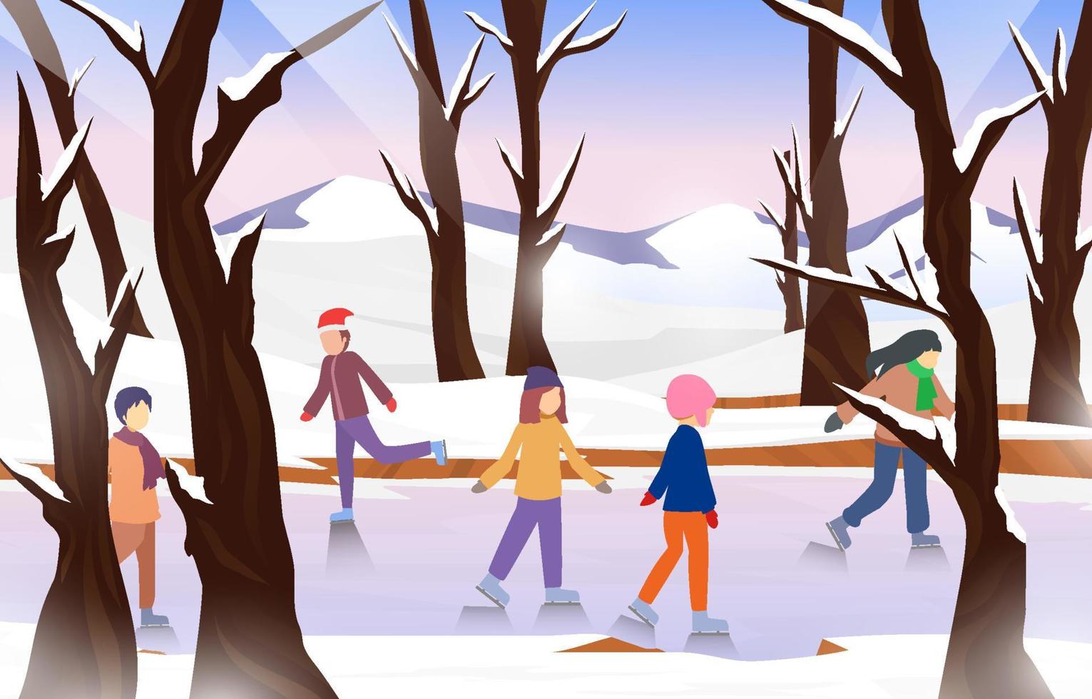 Ice Skating Outdoor Background vector