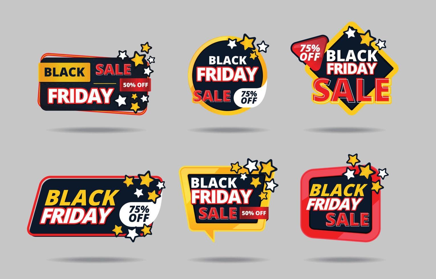 Black Friday Sale Label Badge Collection vector