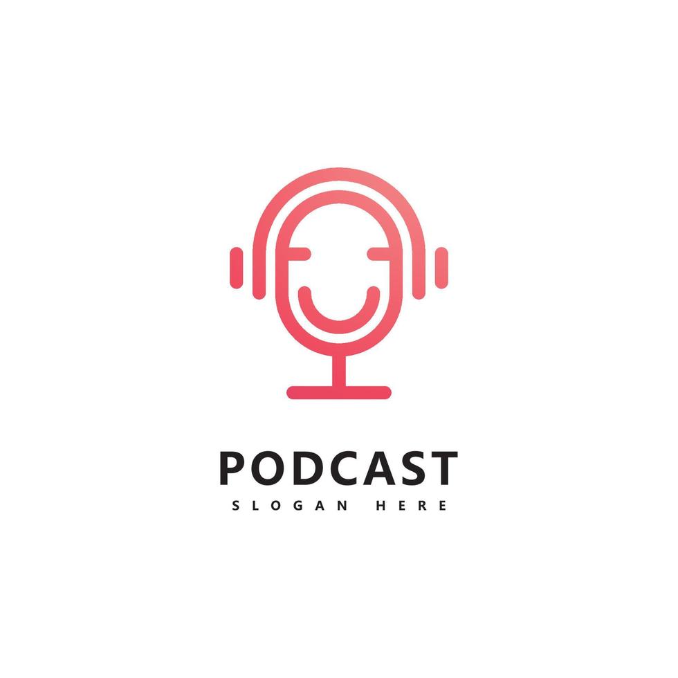 podcast logo icono diseño vector plantilla micrófono símbolos