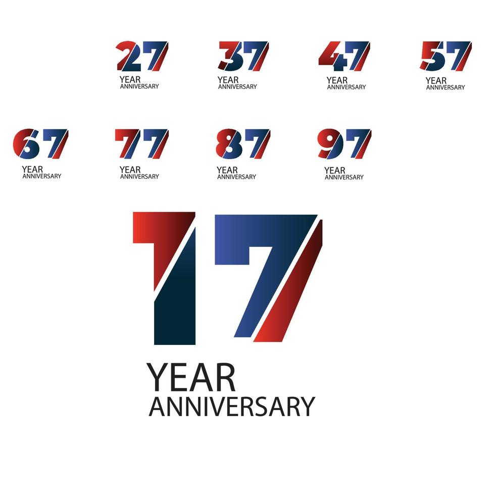 Year Anniversary Set Elegant Vector Template Design Illustration