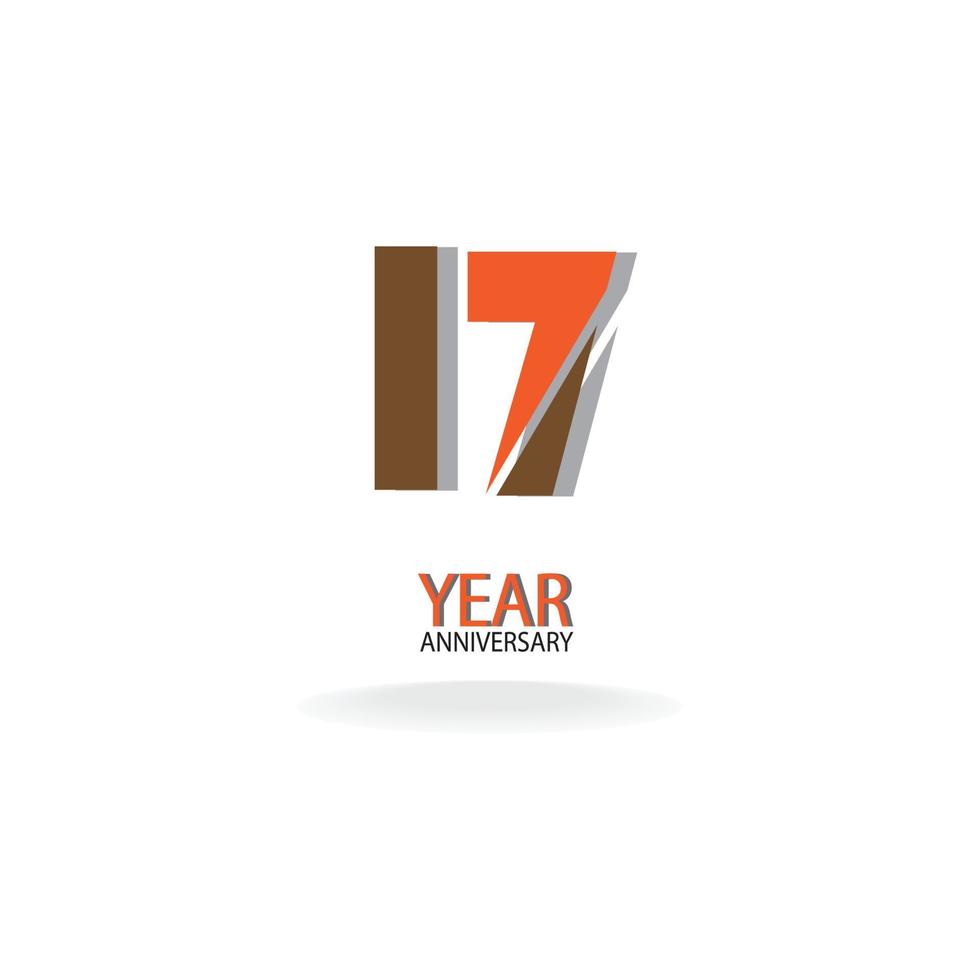 17th anniversary event party. Vector illustration. numbers template for Celebrating.