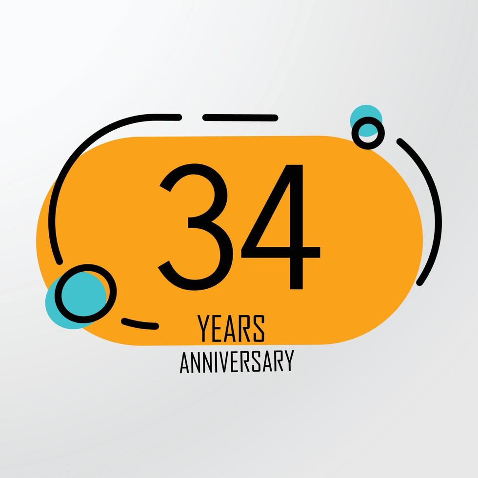 34 th anniversary event party. Vector illustration. numbers template for Celebrating.
