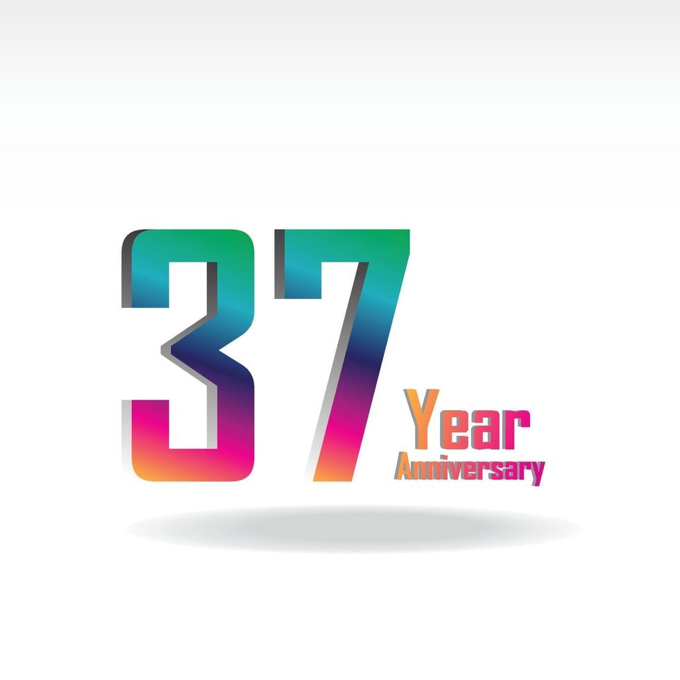 37 th anniversary event party. Vector illustration. numbers template for Celebrating.