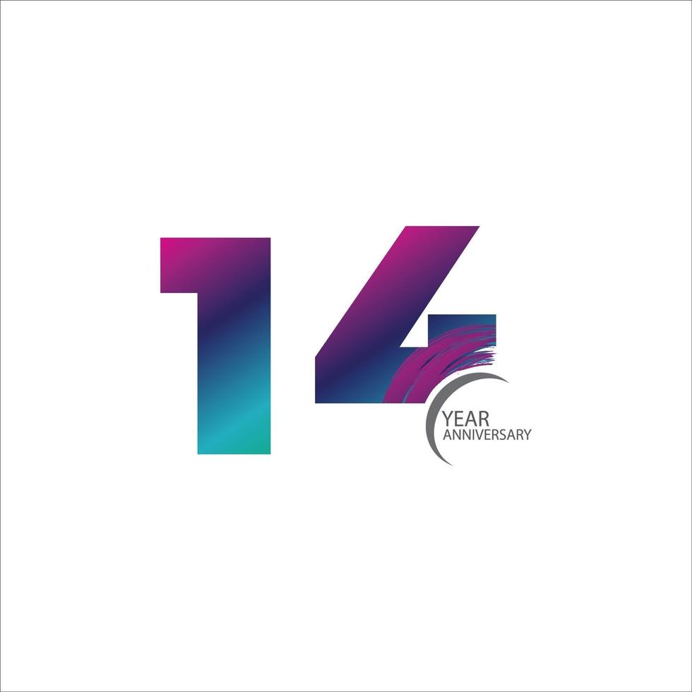 14th anniversary event party. Vector illustration. numbers template for Celebrating.