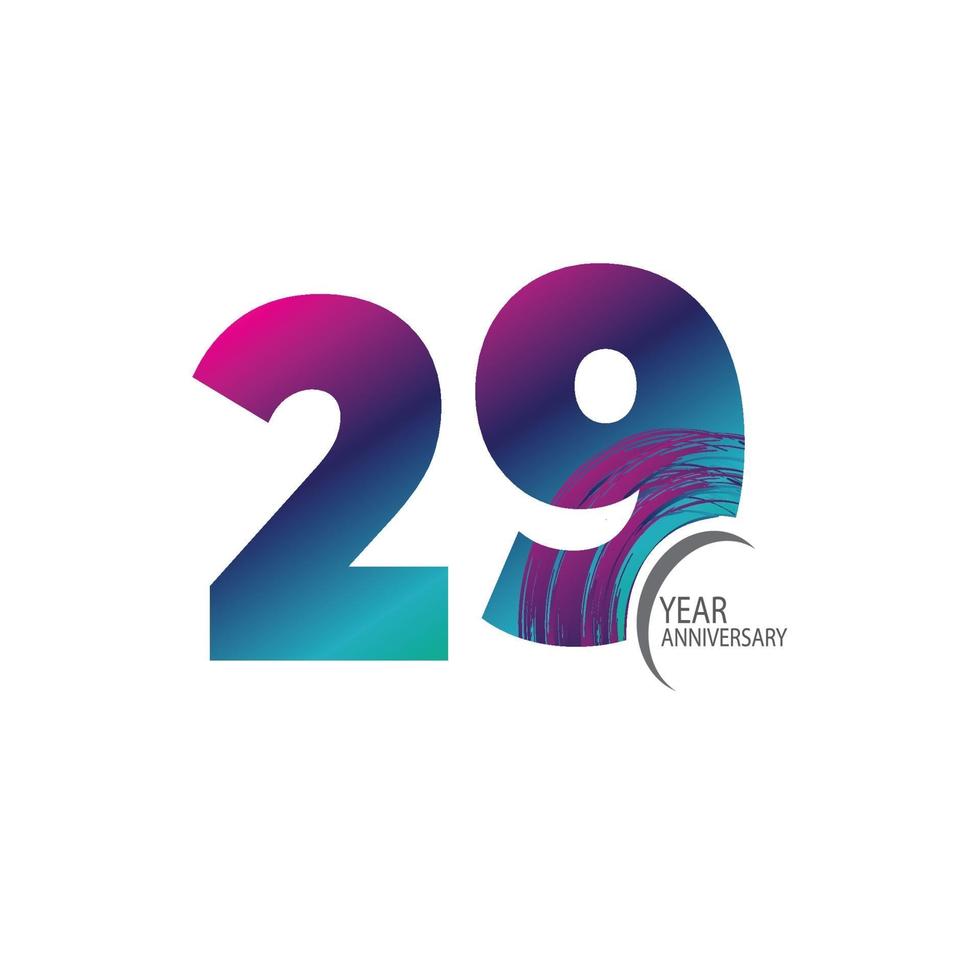 Fiesta del evento del 29 aniversario. ilustración vectorial. plantilla de números para celebrar. vector