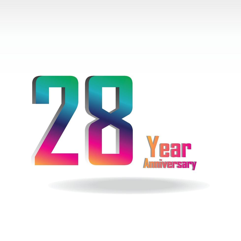 28 th anniversary event party. Vector illustration. numbers template for Celebrating.