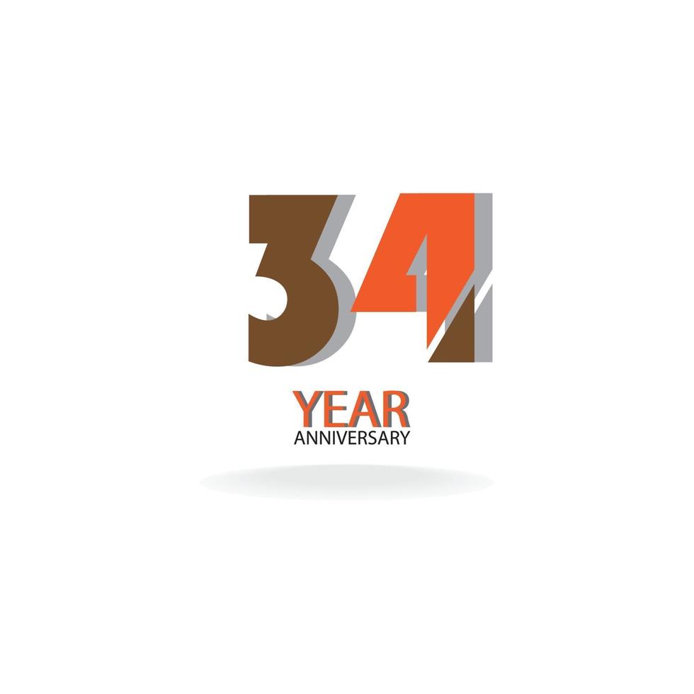 34 th anniversary event party. Vector illustration. numbers template for Celebrating.