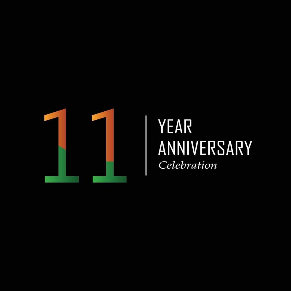 11th anniversary event party. Vector illustration. numbers template for Celebrating.