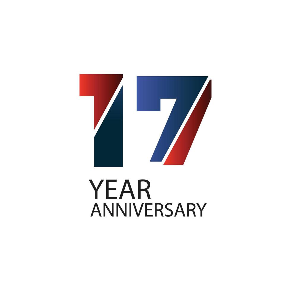 17th anniversary event party. Vector illustration. numbers template for Celebrating.