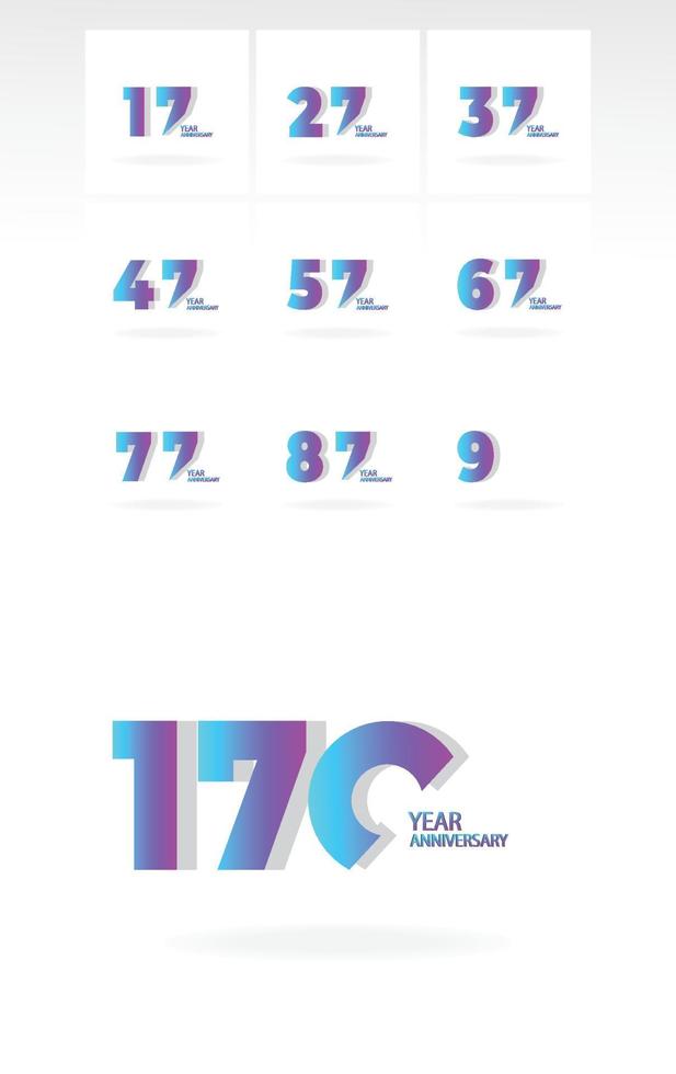 Year Anniversary Set Elegant Vector Template Design Illustration