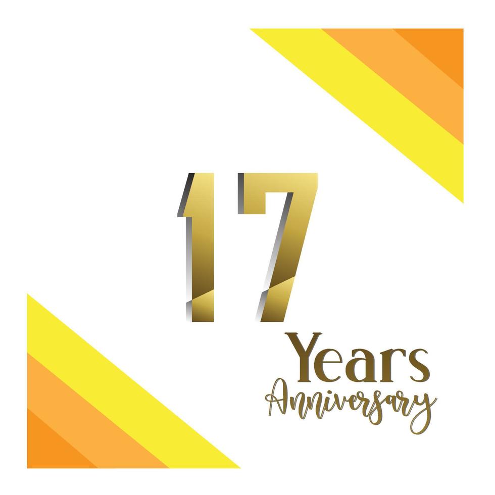 17th anniversary event party. Vector illustration. numbers template for Celebrating.