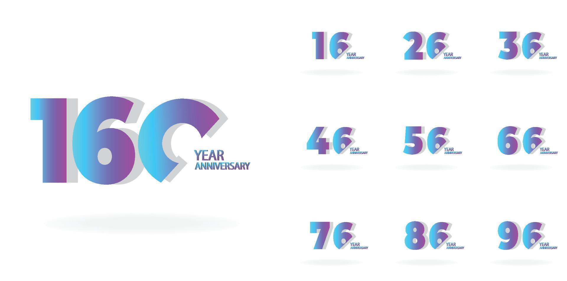 Year Anniversary Set Elegant Vector Template Design Illustration