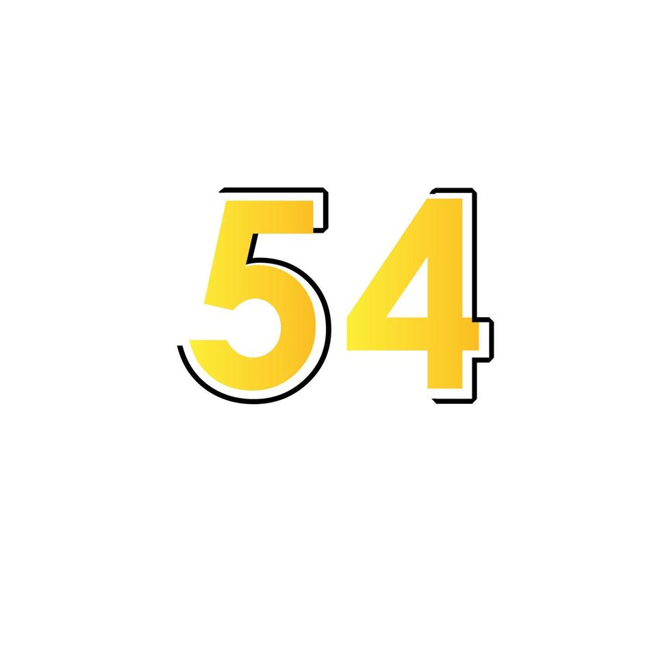 54 th anniversary event party. Vector illustration. numbers template for Celebrating.
