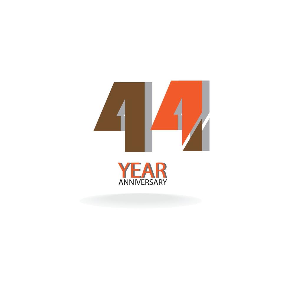 44 th anniversary event party. Vector illustration. numbers template for Celebrating.