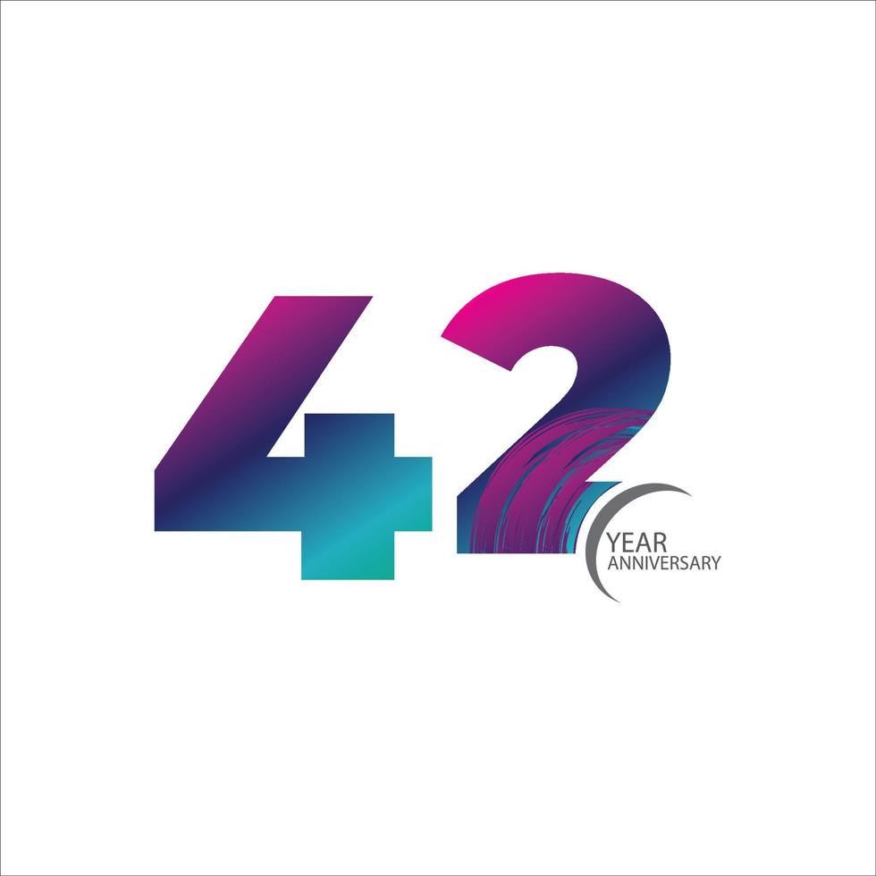 42 th anniversary event party. Vector illustration. numbers template for Celebrating.