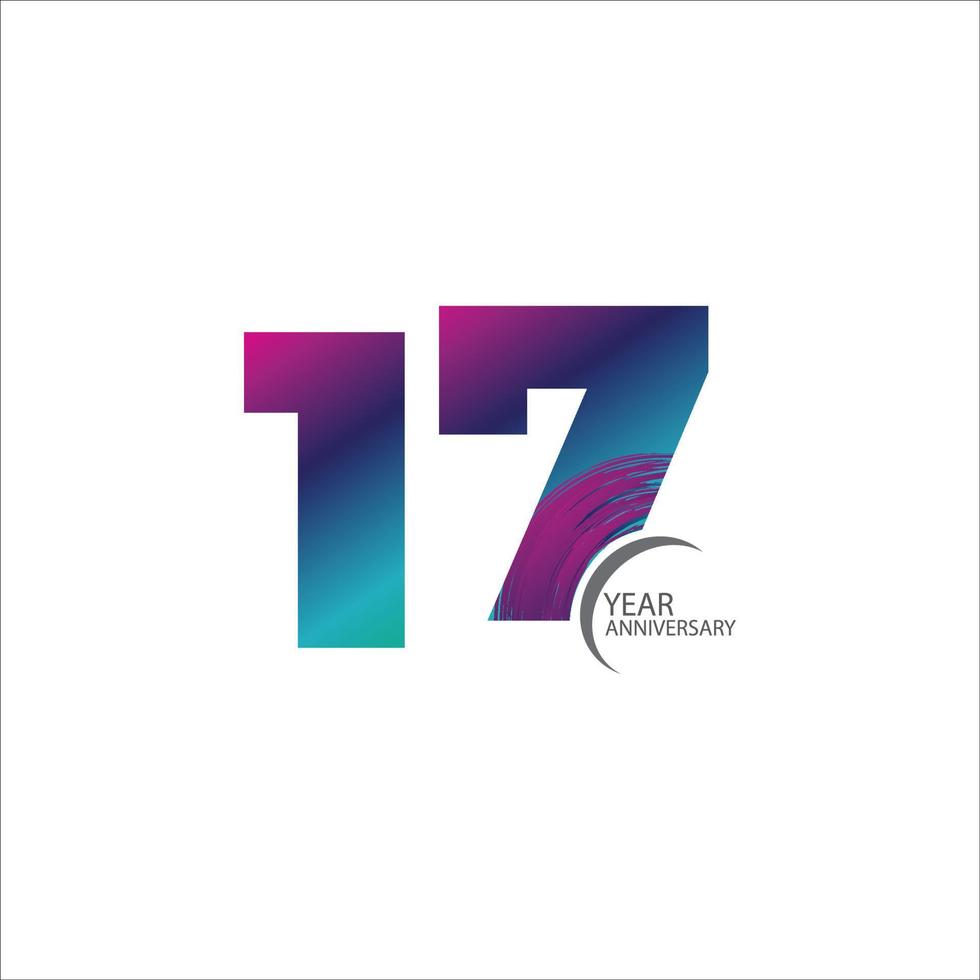 17th anniversary event party. Vector illustration. numbers template for Celebrating.