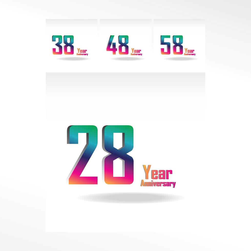 Year Anniversary Set Elegant Vector Template Design Illustration