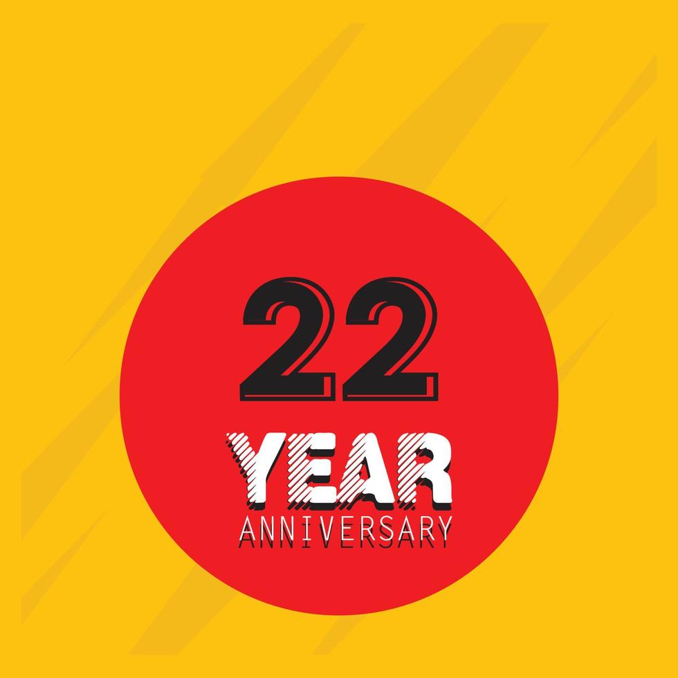 Fiesta del evento del 22º aniversario. ilustración vectorial. plantilla de números para celebrar. vector