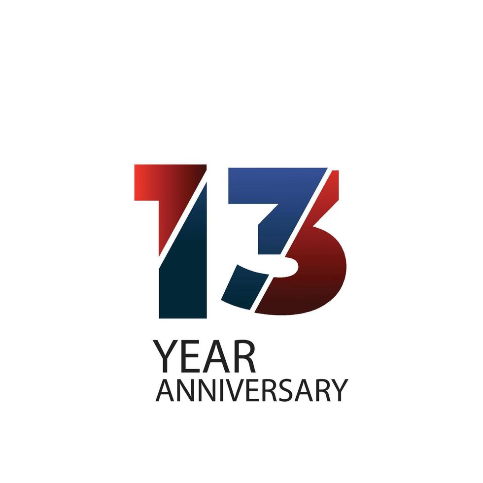 13th anniversary event party. Vector illustration. numbers template for Celebrating.