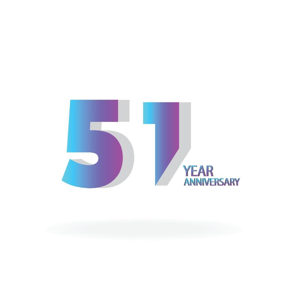 51 th anniversary event party. Vector illustration. numbers template for Celebrating.