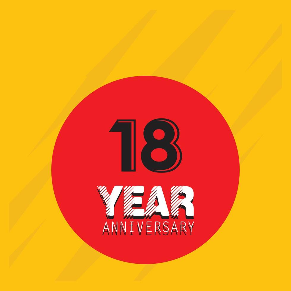 18th anniversary event party. Vector illustration. numbers template for Celebrating.