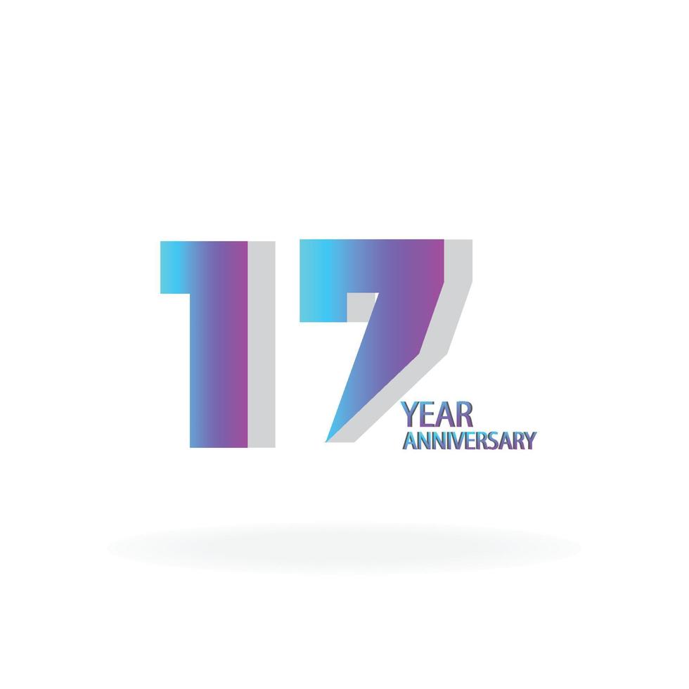 17th anniversary event party. Vector illustration. numbers template for Celebrating.