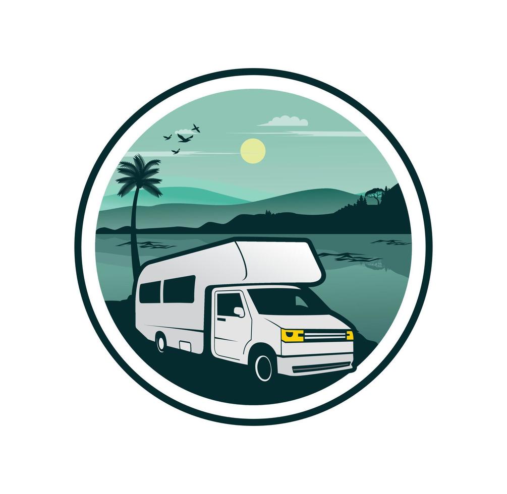 RV recreational vehicle storage logo design illustration vector