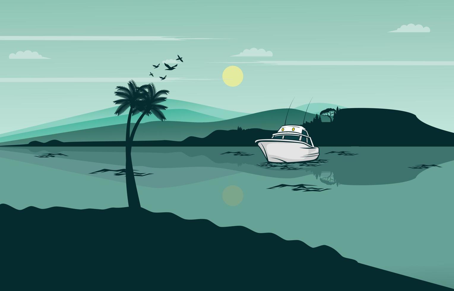 Lake landscape design illustration vector