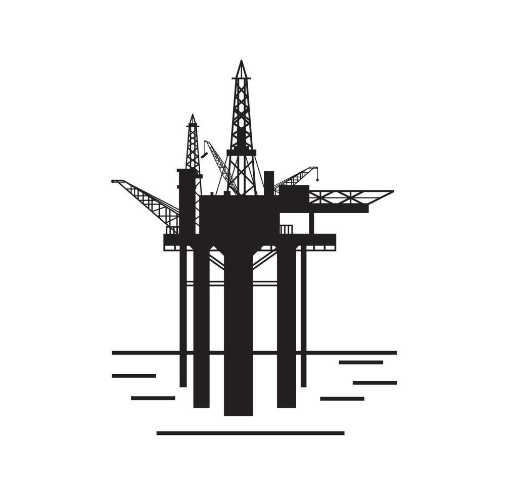 Oil rig drilling platform design illustration vector
