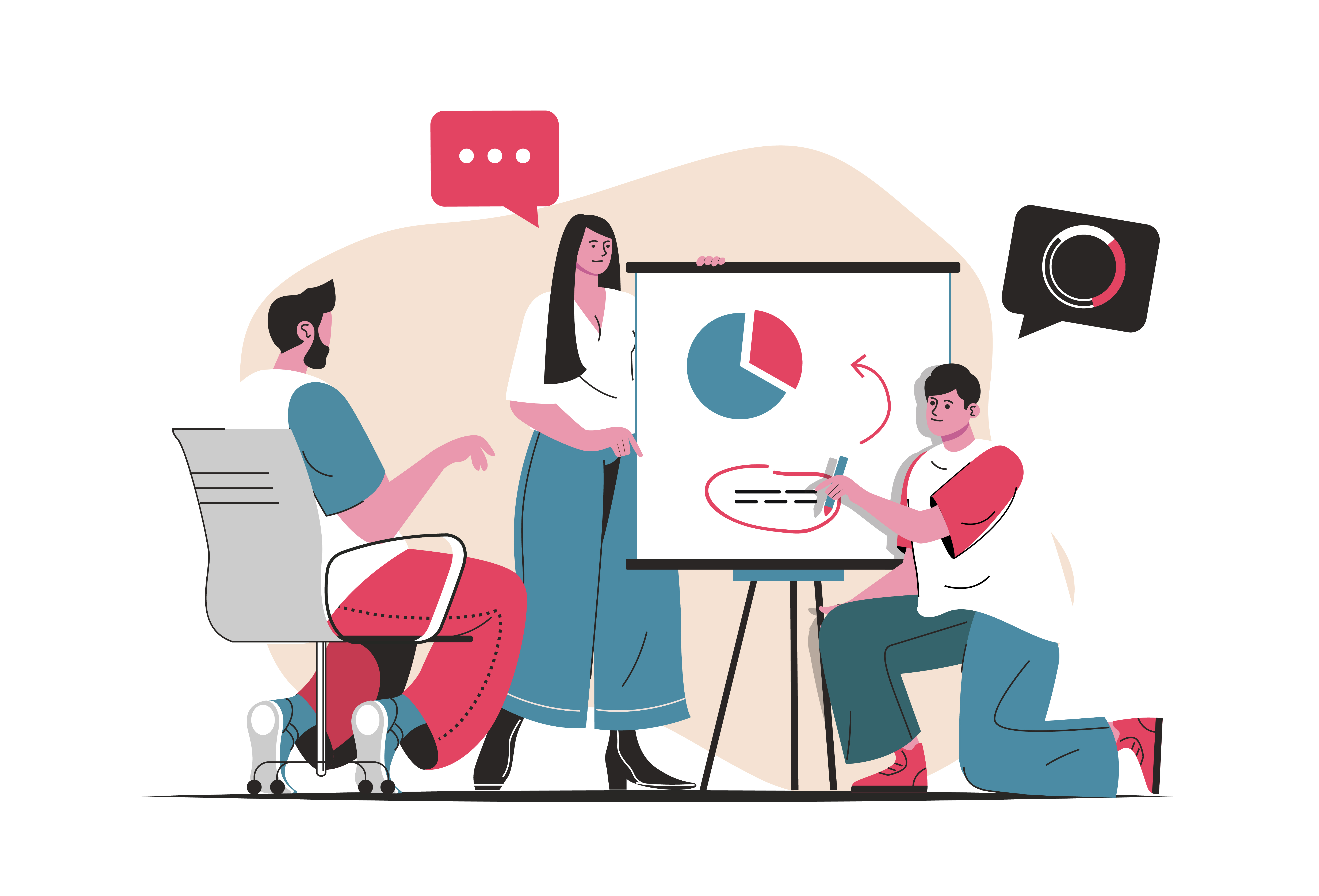 Teamwork concept isolated. Team working together, brainstorming and  analysis data. People scene in flat cartoon design. Vector illustration for  blogging, website, mobile app, promotional materials. 3519495 Vector Art at  Vecteezy