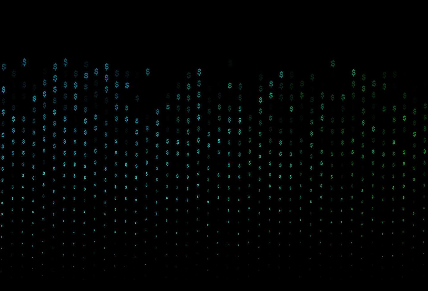 textura de vector azul oscuro, verde con símbolos financieros.