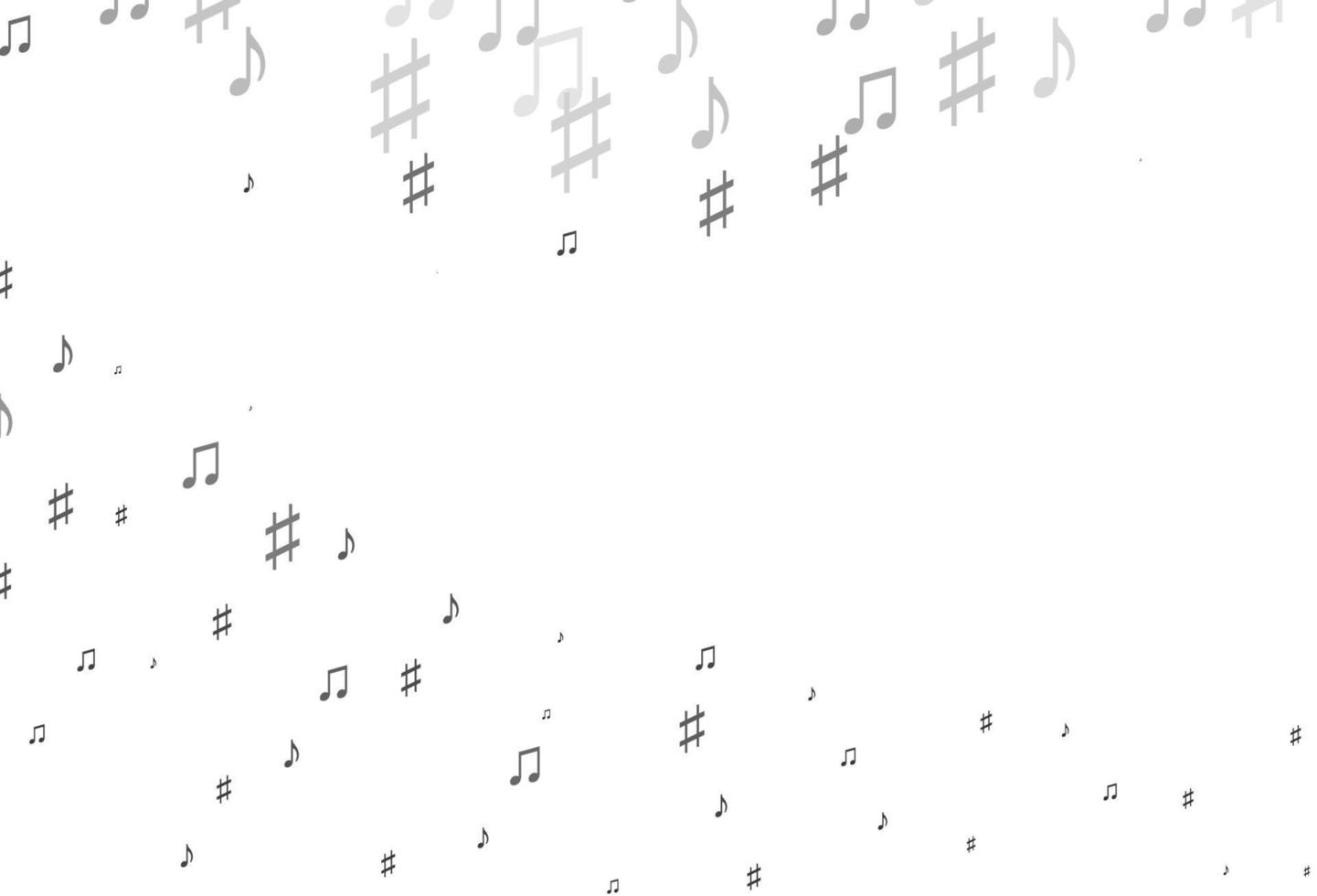 Fondo de vector gris plateado claro con notas musicales.