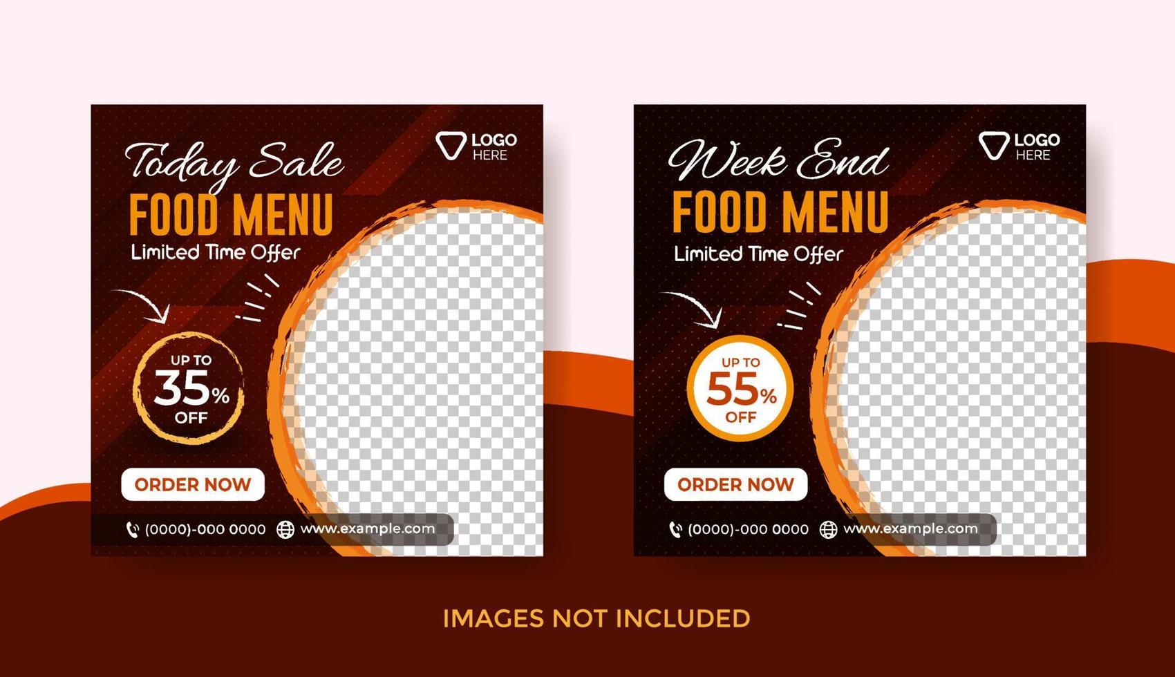 Food Menu Banner Template, Social Media Post Template vector