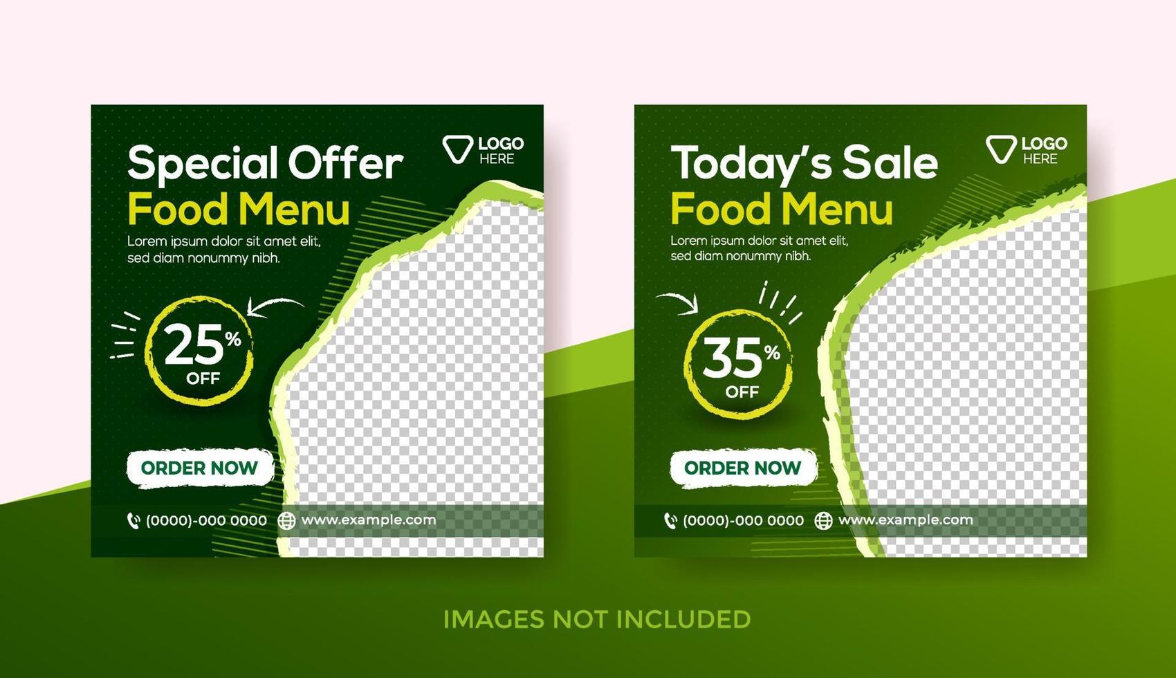 Food Menu Banner Template, Social Media Post Template vector