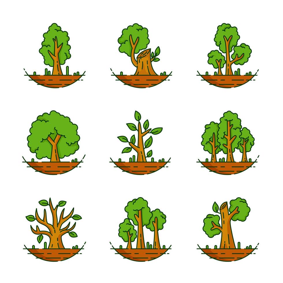 ilustración de árboles, planta, bosque, naturaleza, ilustración botánica, colección de árboles vector