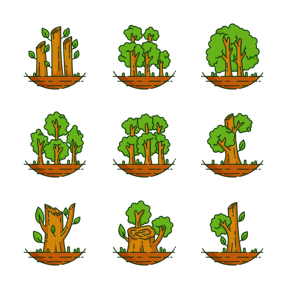 ilustración de árboles, planta, bosque, naturaleza, ilustración botánica, colección de árboles vector