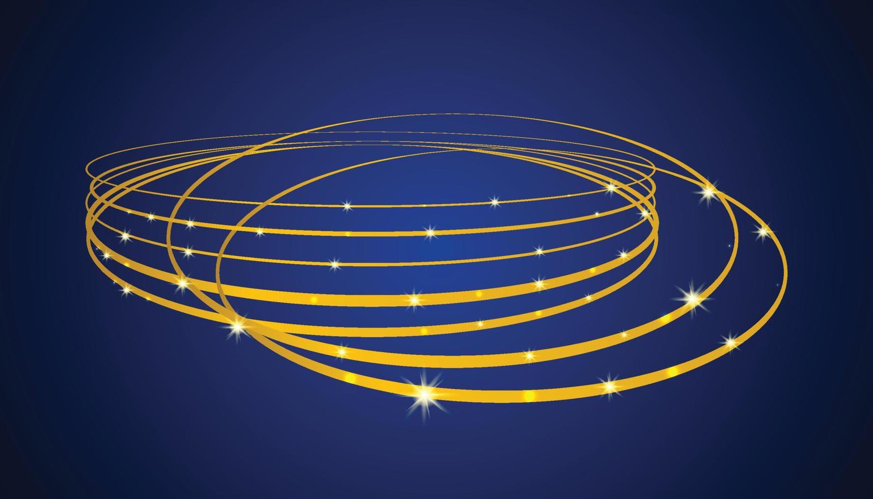Golden Sparkling Ring on Navy Blue  Background Free Vector