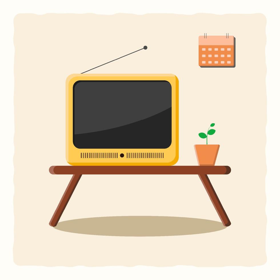 Vintage television cartoon icon illustration. vector