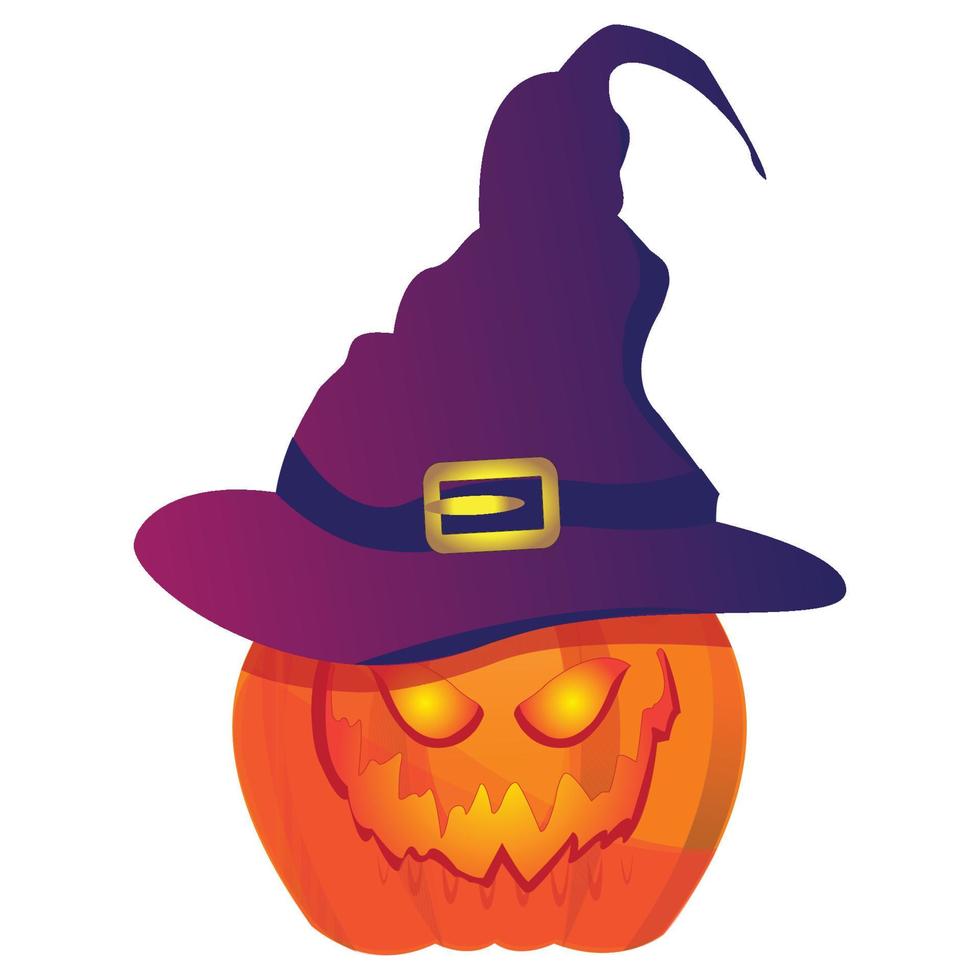 celebración de halloween con calabaza espeluznante en sombrero vector