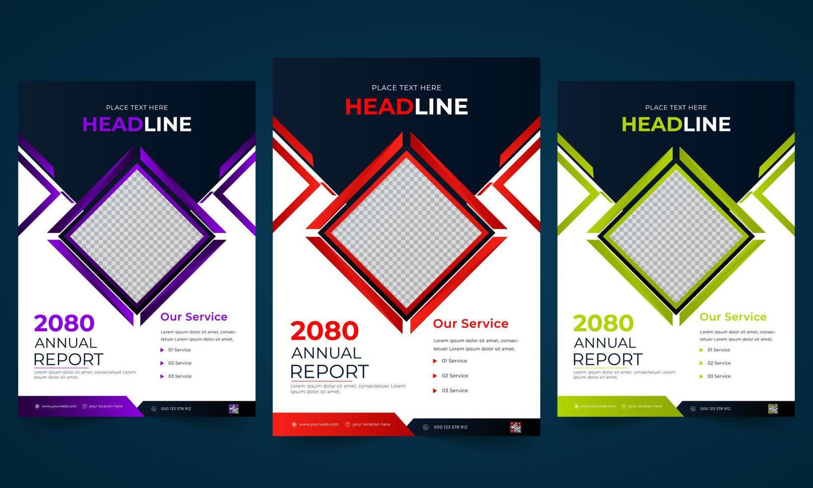Simple business annual report brochure template design. vector