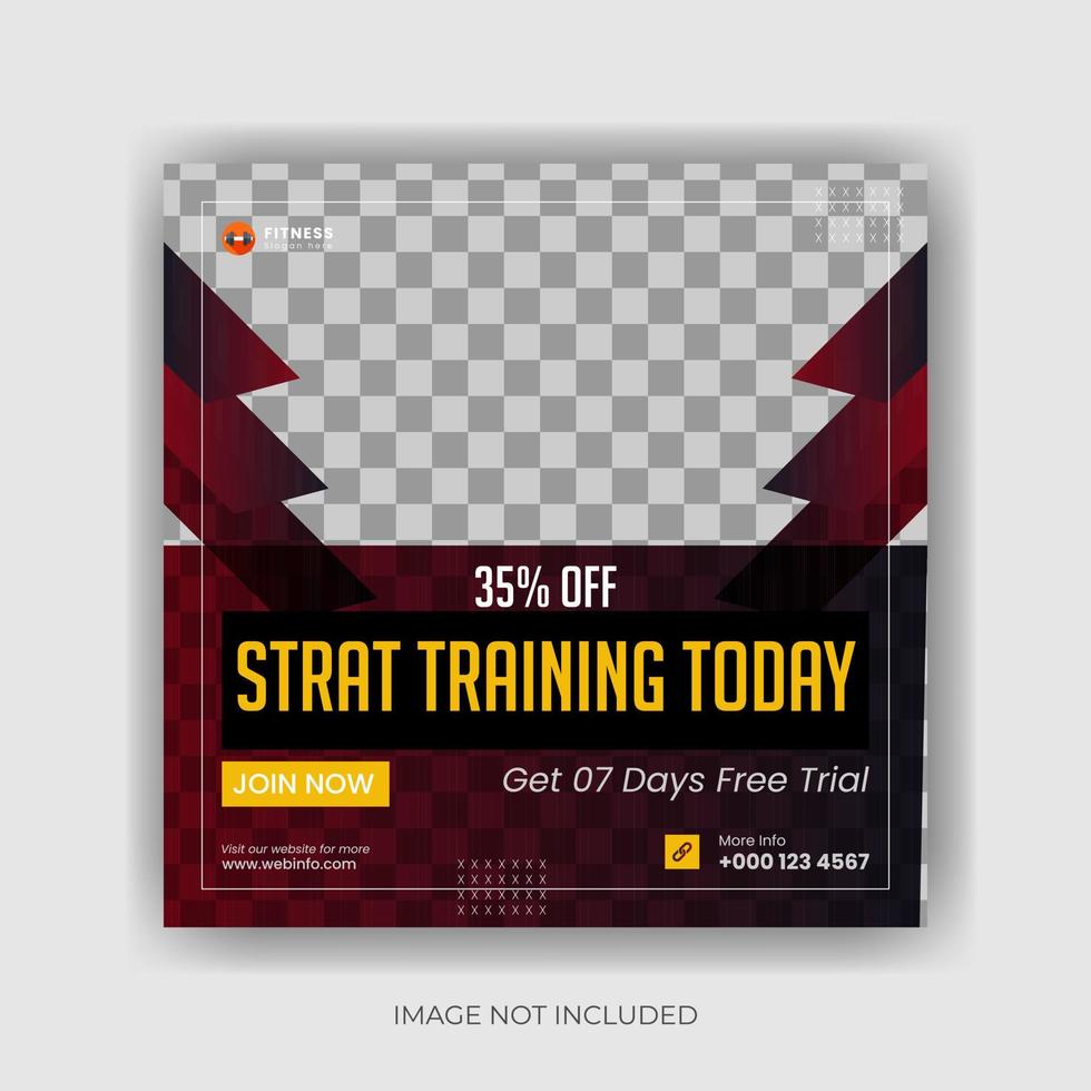 eye-catching social media post template for  gym and fitness vector